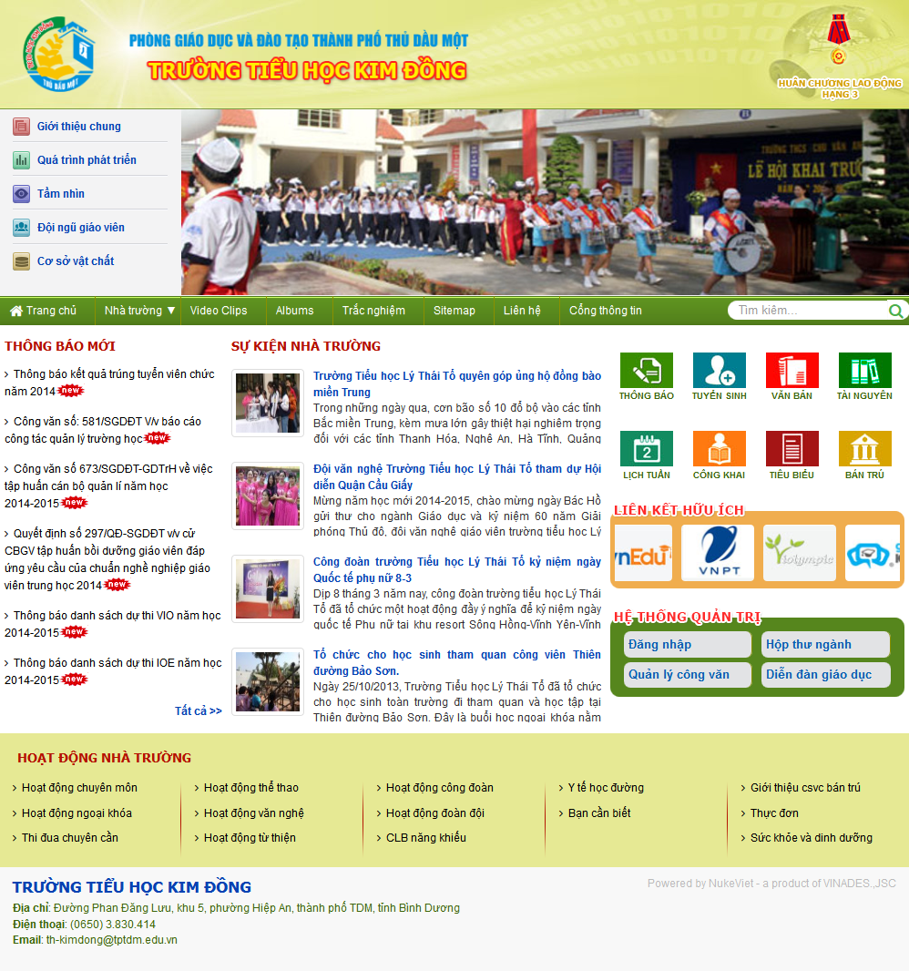 Website trường tiểu học Kim Đồng, phòng giáo dục và đào tạo thành phố Thủ Dầu Một