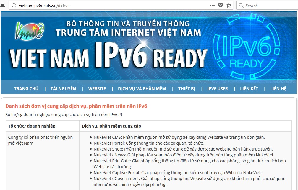 Dịch vụ & phần mềm trên nền IPv6