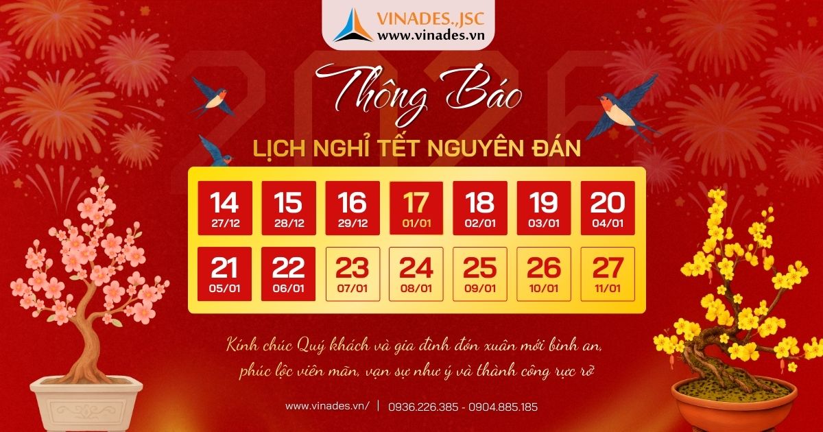 VINADES thông báo lịch làm việc Tết Nguyên Đán 2026