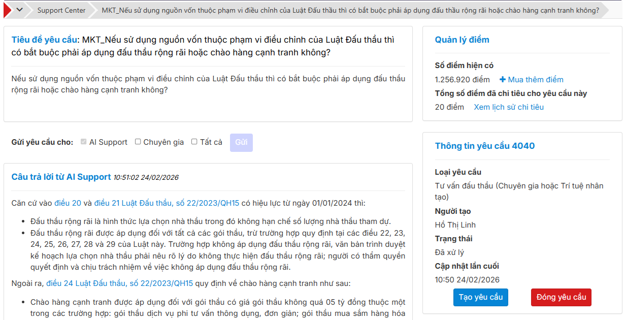 AI Tư Vấn Đấu Thầu - Phần mềm trí tuệ nhân tạo tư vấn pháp luật về đấu thầu