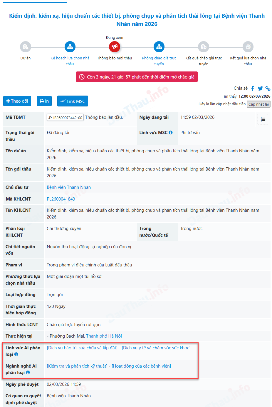 Dùng AI để phân loại lĩnh vực/ngành nghề của một gói thầu bất kỳ
