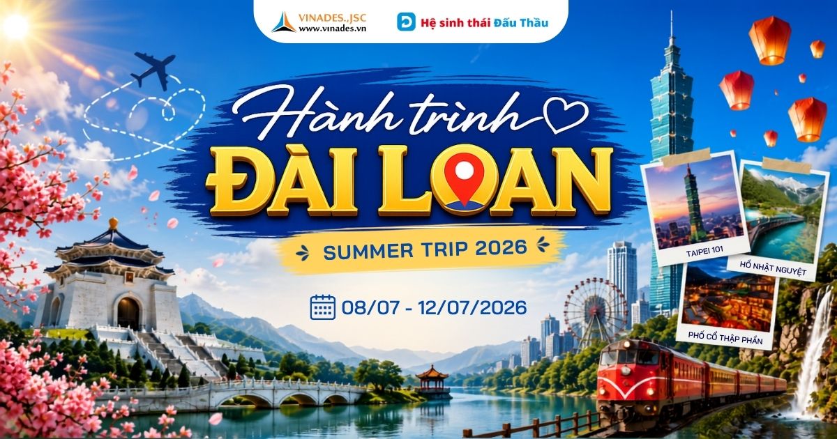 VINADES tổ chức Tour du lịch mùa hè tại Đài Loan cho nhân sự 3 miền từ 08/07 - 12/07/2026